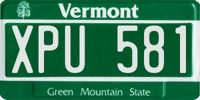 VT license plate XPU581