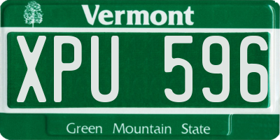 VT license plate XPU596