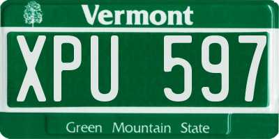 VT license plate XPU597