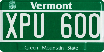 VT license plate XPU600