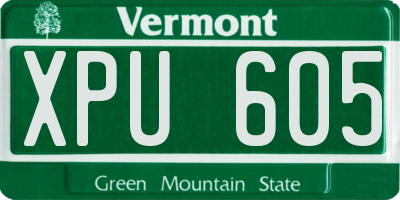 VT license plate XPU605