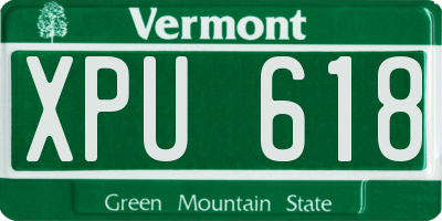 VT license plate XPU618