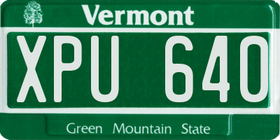 VT license plate XPU640