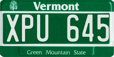 VT license plate XPU645