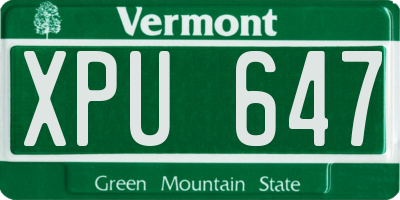 VT license plate XPU647
