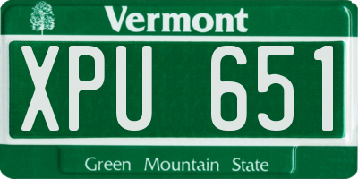 VT license plate XPU651