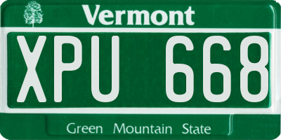 VT license plate XPU668