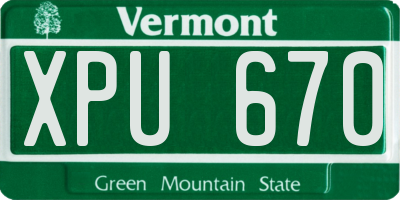 VT license plate XPU670