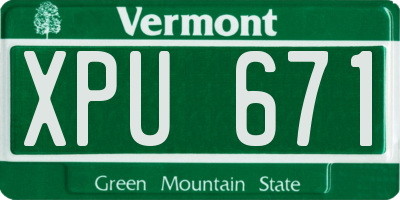 VT license plate XPU671
