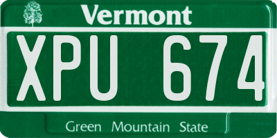 VT license plate XPU674
