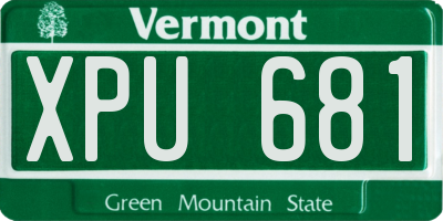 VT license plate XPU681