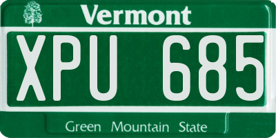 VT license plate XPU685