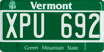 VT license plate XPU692