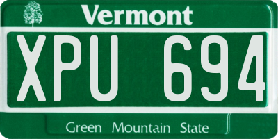 VT license plate XPU694