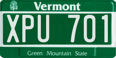 VT license plate XPU701