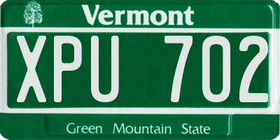 VT license plate XPU702