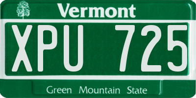 VT license plate XPU725
