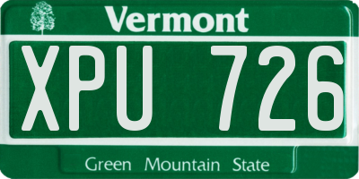 VT license plate XPU726