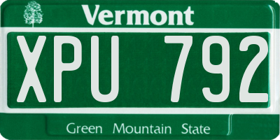 VT license plate XPU792