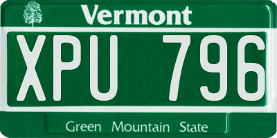 VT license plate XPU796