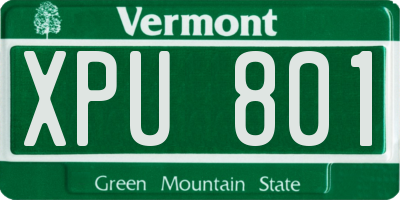 VT license plate XPU801