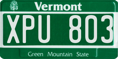 VT license plate XPU803