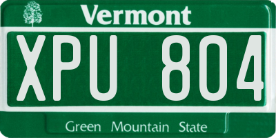 VT license plate XPU804