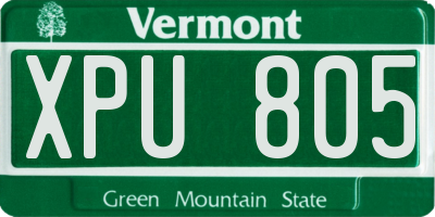 VT license plate XPU805