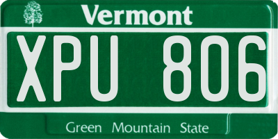 VT license plate XPU806
