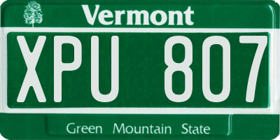 VT license plate XPU807