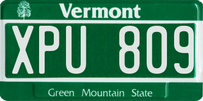 VT license plate XPU809