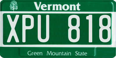 VT license plate XPU818