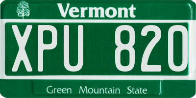 VT license plate XPU820