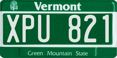 VT license plate XPU821