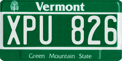 VT license plate XPU826