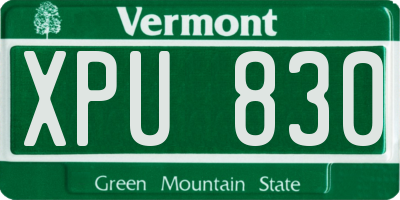 VT license plate XPU830