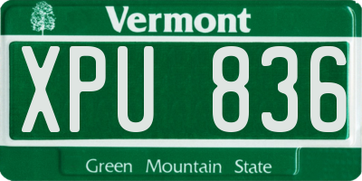 VT license plate XPU836