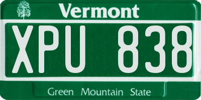 VT license plate XPU838