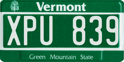 VT license plate XPU839