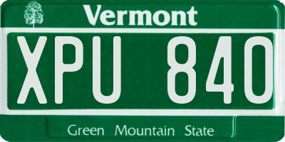 VT license plate XPU840