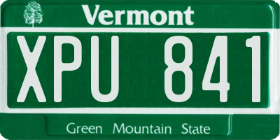 VT license plate XPU841