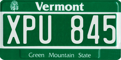VT license plate XPU845