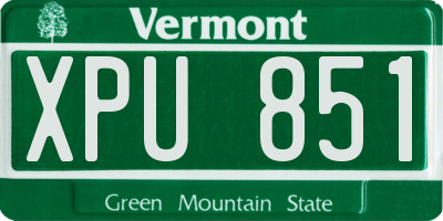 VT license plate XPU851