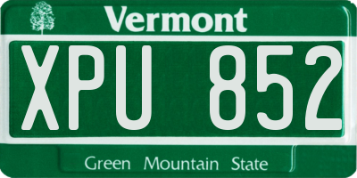 VT license plate XPU852