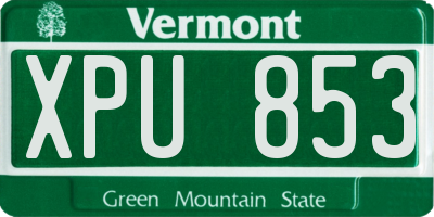 VT license plate XPU853