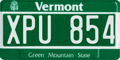 VT license plate XPU854
