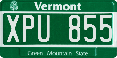 VT license plate XPU855