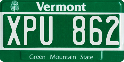 VT license plate XPU862