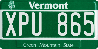 VT license plate XPU865