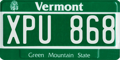 VT license plate XPU868